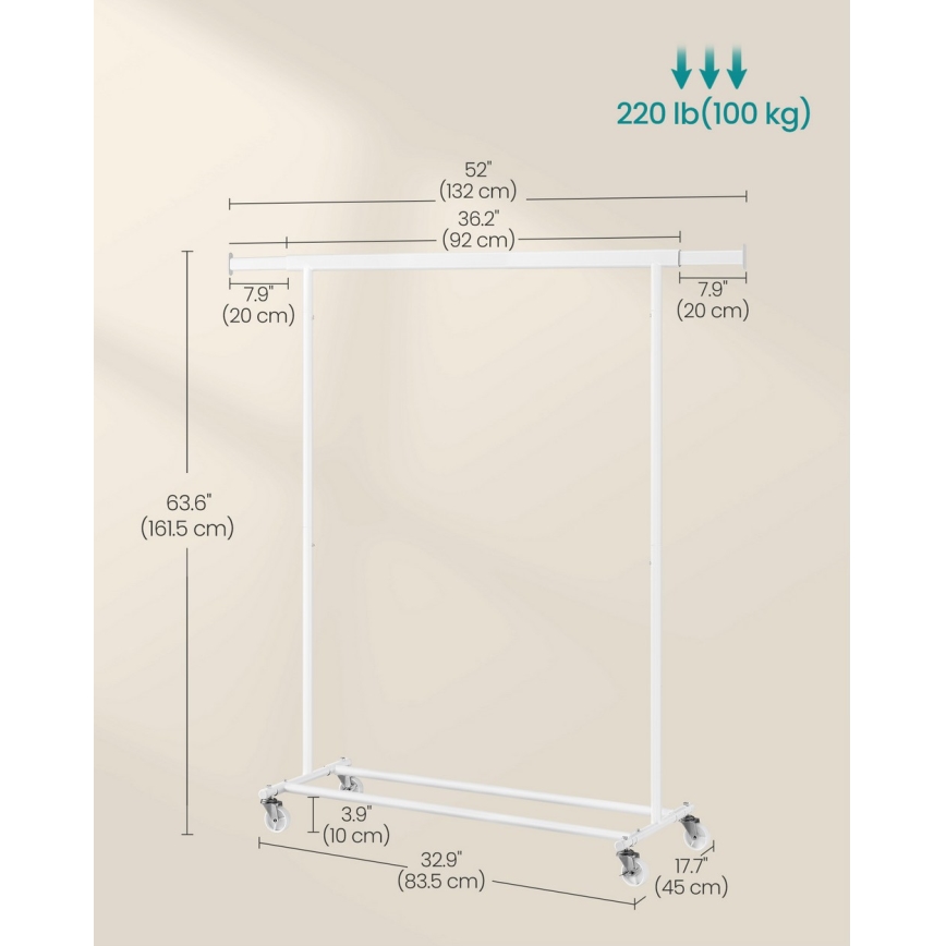 LINEA Mobile Freestanding Coat Rack, White