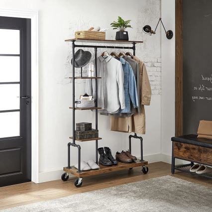 LINEA Mobile Standing Coat Rack, Brown/Black