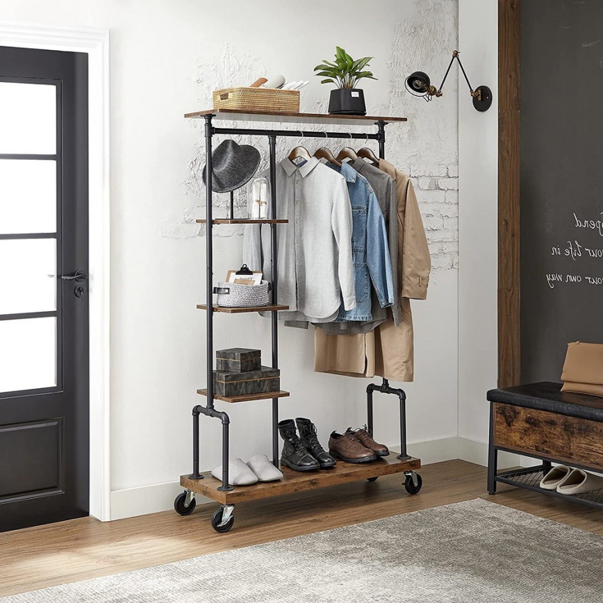 LINEA Mobile Standing Coat Rack, Brown/Black