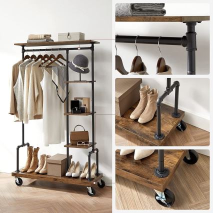LINEA Mobile Standing Coat Rack, Brown/Black
