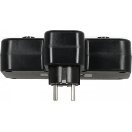 Power strip with switch and LED lighting LINEA PRO 2-socket + 3xUSB A/C SCHUKO 4000K black