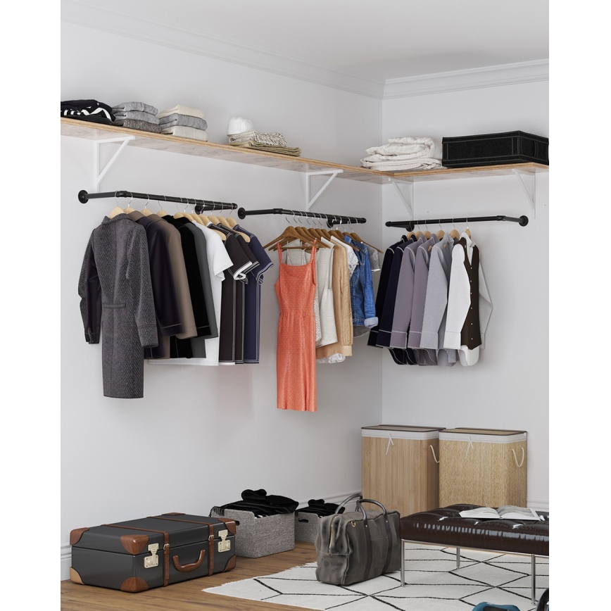 LINEA Wall-Mounted Rack for Hangers 92x7x30 cm Black