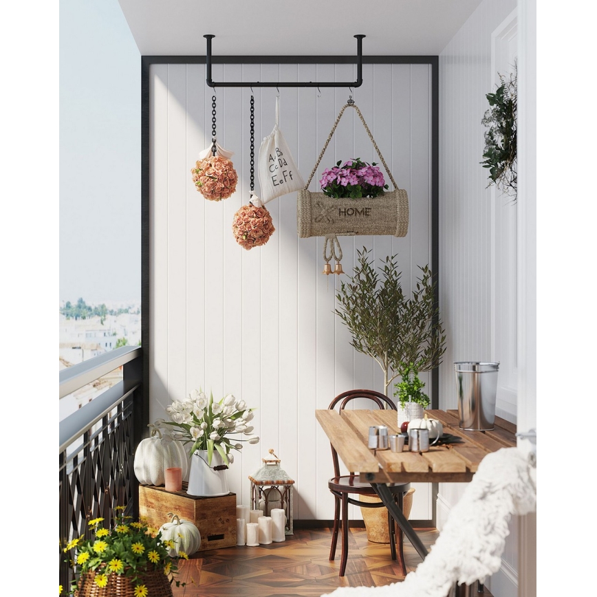 LINEA Wall-Mounted Rack for Hangers 92x7x30 cm Black
