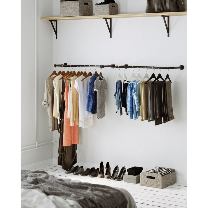 LINEA Wall-Mounted Rack for Hangers 92x7x30 cm Black
