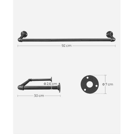 LINEA Wall-Mounted Rack for Hangers 92x7x30 cm Black