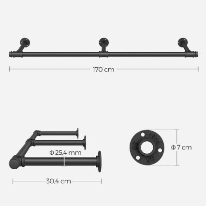 LINEA Wall-Mounted Rack for Hangers, Black