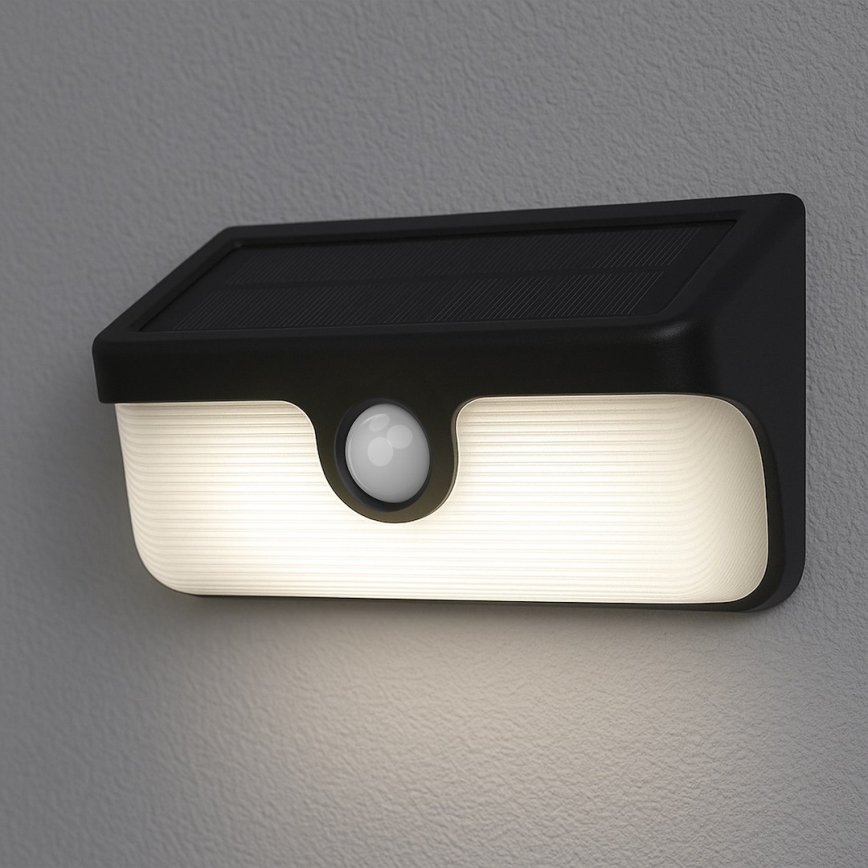 LINK LED Solar Wall Light with Sensor, LED/5W/3.7V, IP65, Black