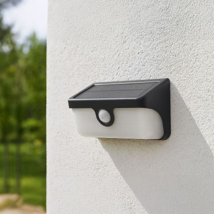 LINK LED Solar Wall Light with Sensor, LED/5W/3.7V, IP65, Black