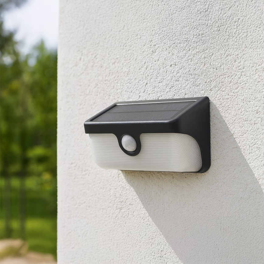 LINK LED Solar Wall Light with Sensor, LED/5W/3.7V, IP65, Black