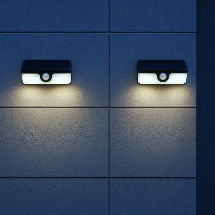 LINK LED Solar Wall Light with Sensor, LED/5W/3.7V, IP65, Black