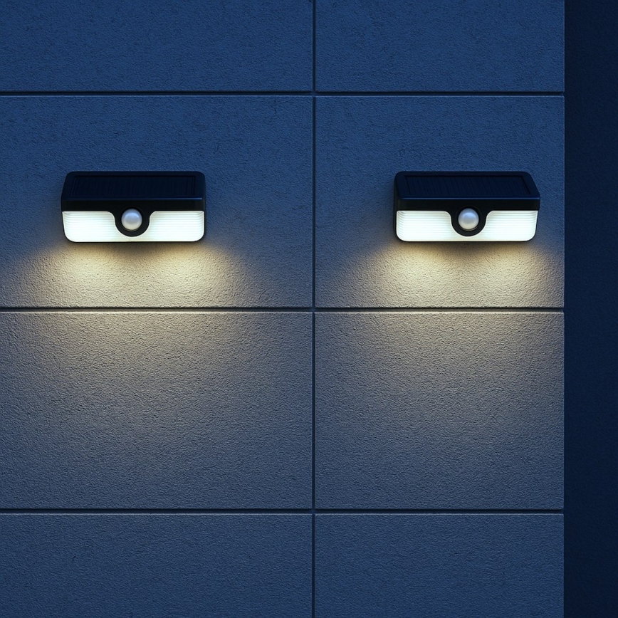 LINK LED Solar Wall Light with Sensor, LED/5W/3.7V, IP65, Black