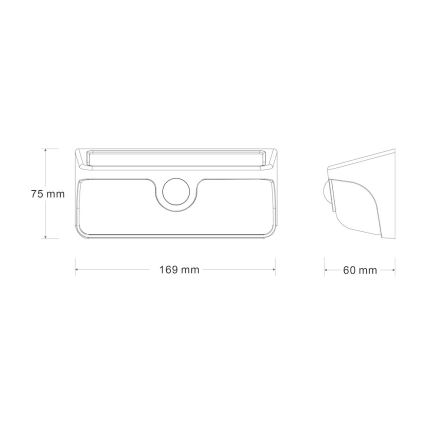 LINK LED Solar Wall Light with Sensor, LED/5W/3.7V, IP65, Black