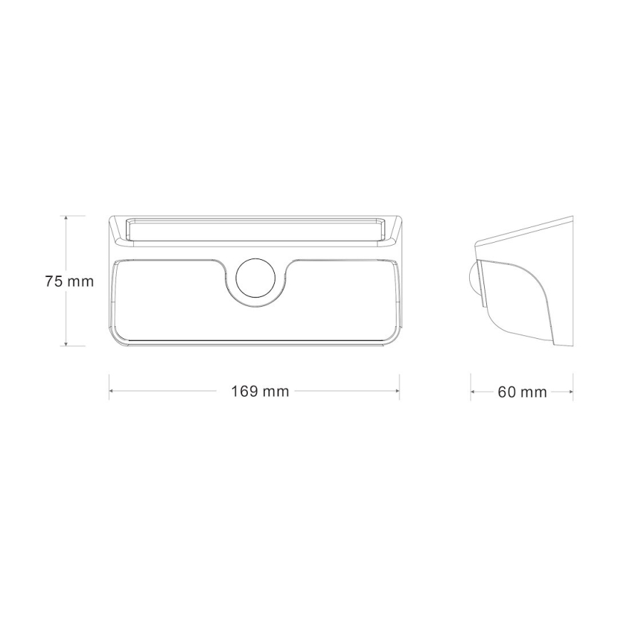 LINK LED Solar Wall Light with Sensor, LED/5W/3.7V, IP65, Black