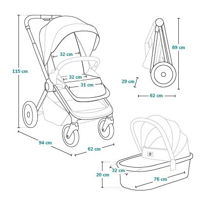Lionelo - 2-in-1 Combination Stroller LAYLA Grey Stone