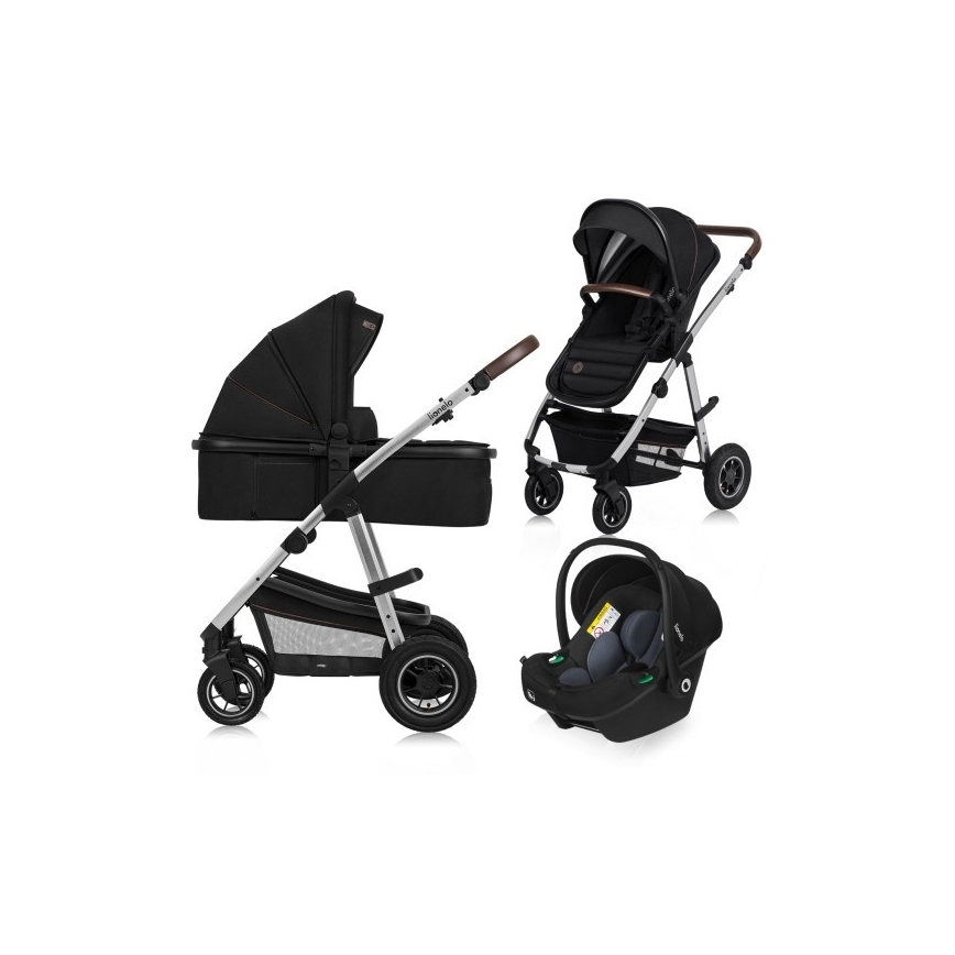 Lionelo - 3-in-1 AMBER Combination Stroller Black Silver