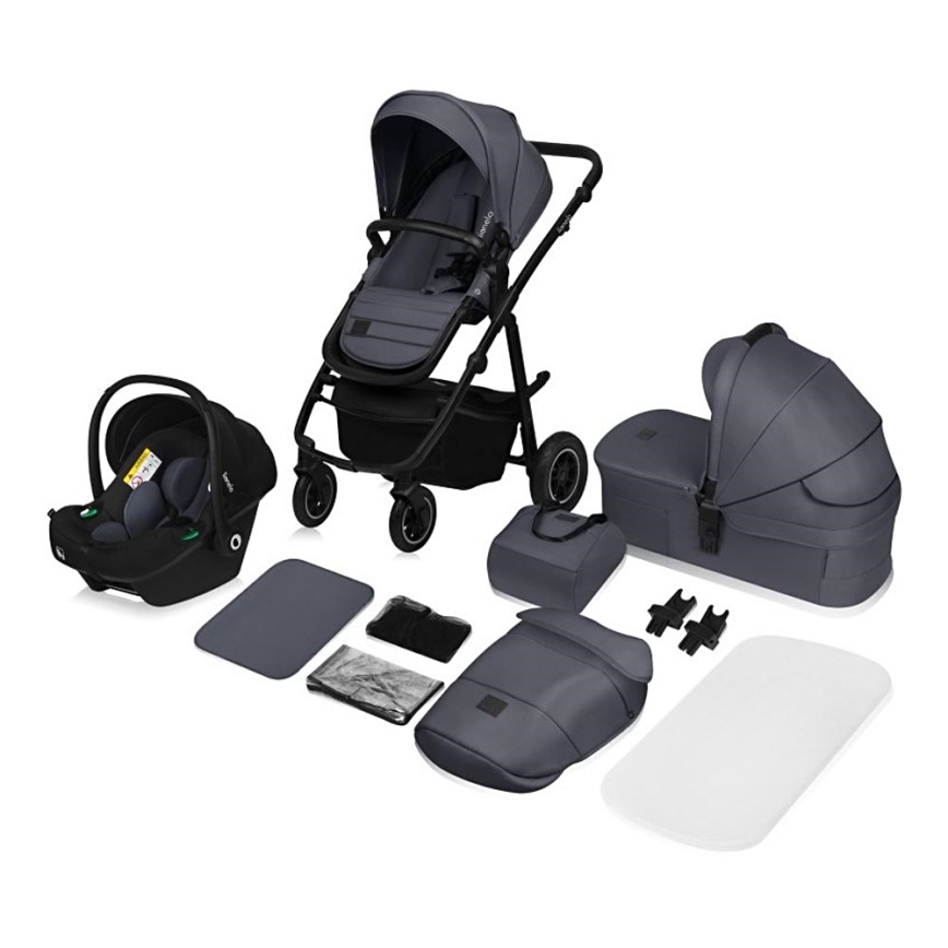 Lionelo - 3-in-1 AMBER PLUS combination stroller Grey Graphite