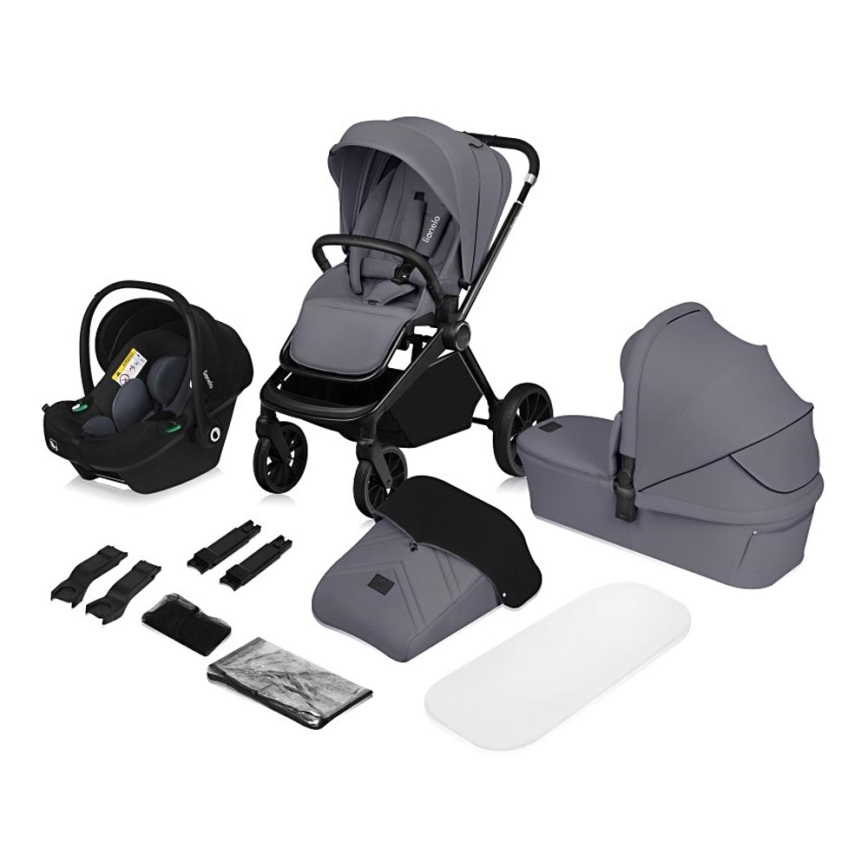 Lionelo - 3-in-1 Combination Stroller MIKA PLUS Grey Stone
