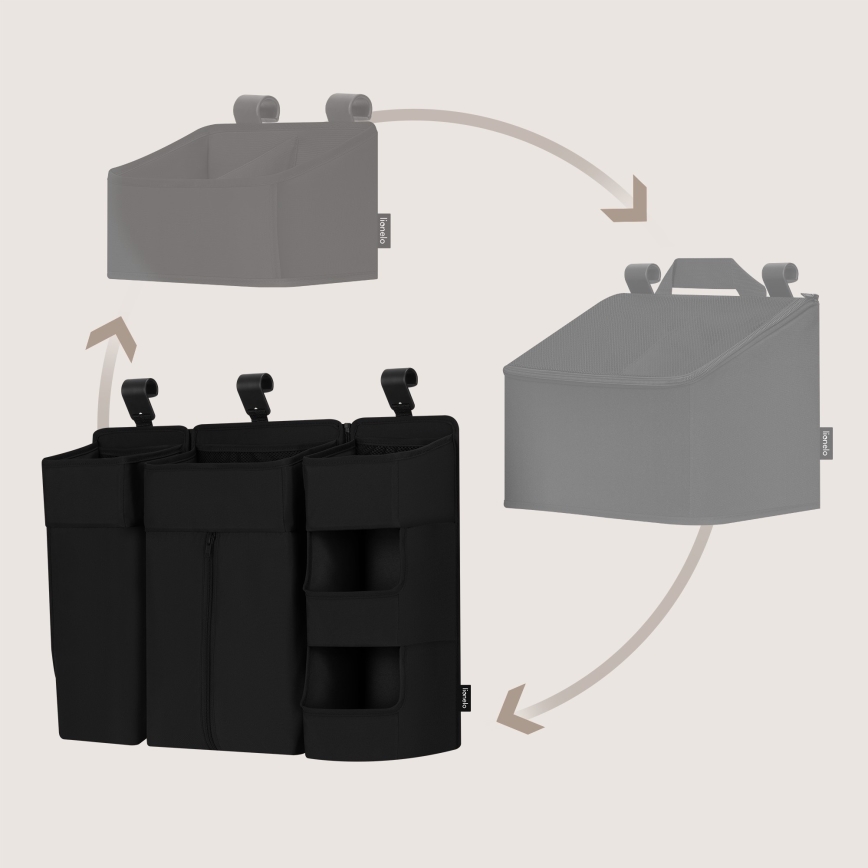 Lionelo - 3-in-1 SIDEPOCKET Crib Organizer, Black