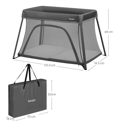 Lionelo - 3-in-1 Travel Cot ALICE Grey
