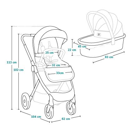 Lionelo - AMBER 2-in-1 Combination Stroller Black Silver