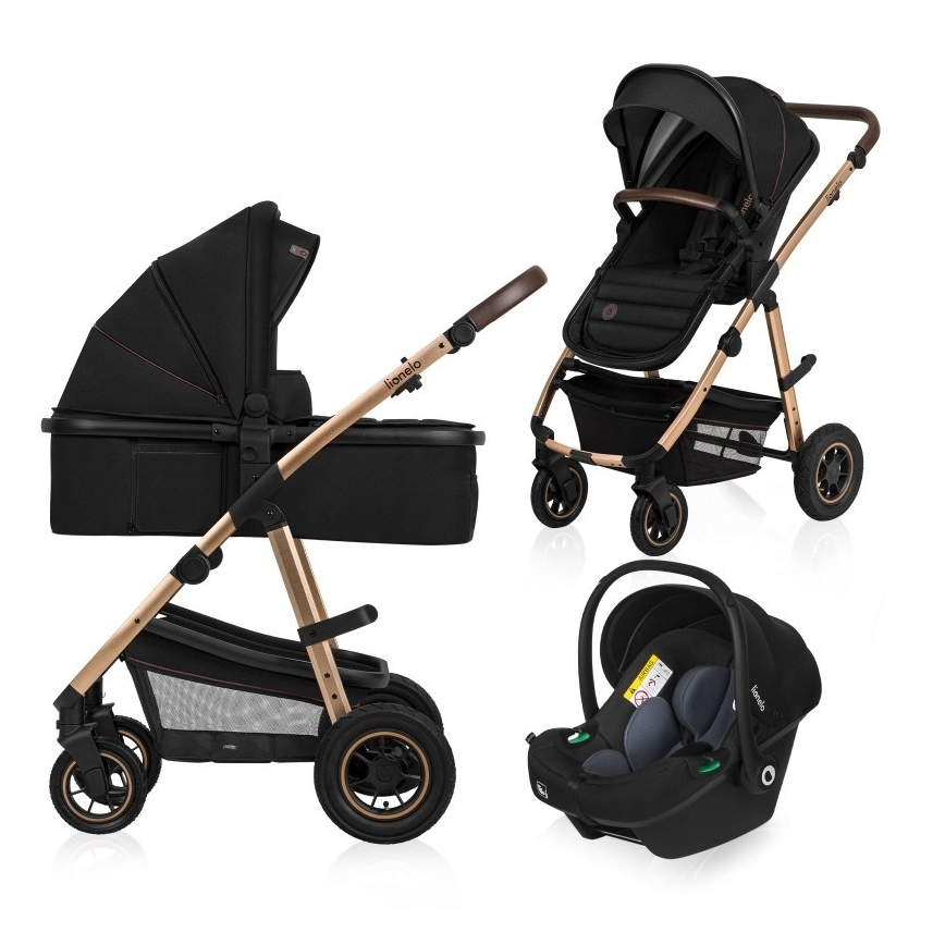 Lionelo - AMBER 3-in-1 Combination Stroller, Black Onyx