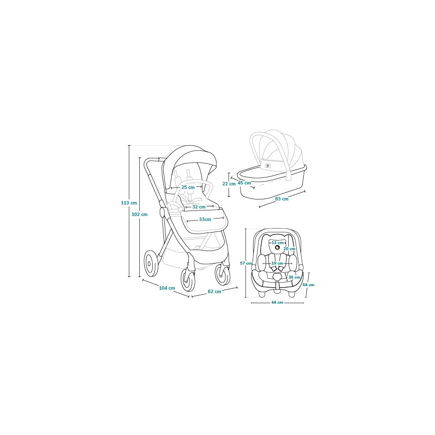 Lionelo - AMBER 3-in-1 Combination Stroller, Black Onyx
