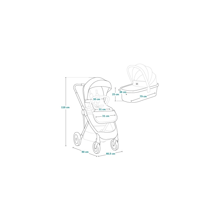 Lionelo - AMBER PLUS 2-in-1 Combo Stroller, Green Forest