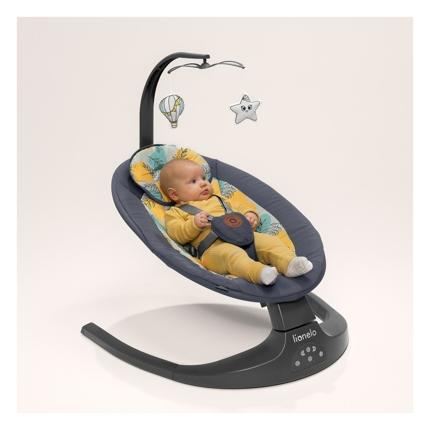 Lionelo - Baby Bouncer with Melody RALF 4xAA Grey Concrete + Remote Control