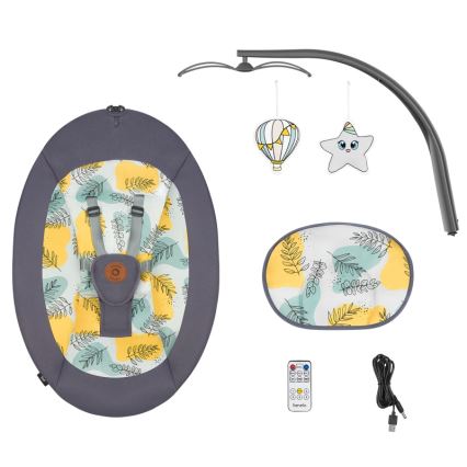 Lionelo - Baby Bouncer with Melody RALF 4xAA Grey Concrete + Remote Control