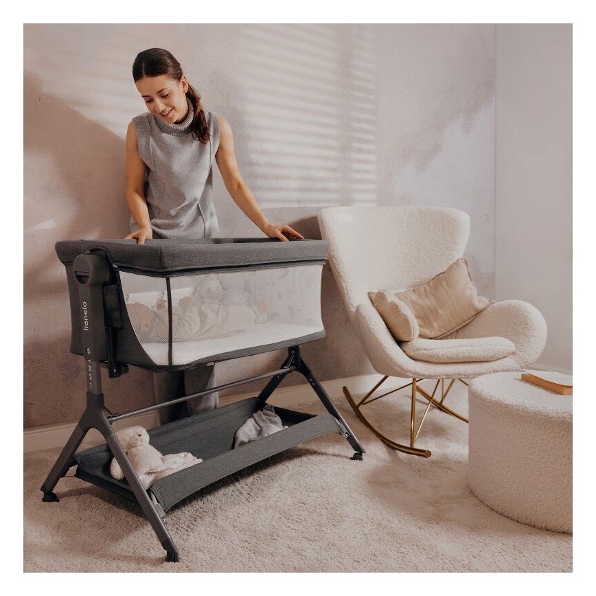 Lionelo - Baby crib 3in1 LEONIE PLUS grey