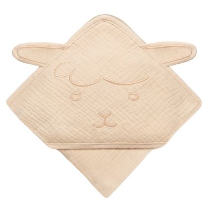Lionelo - Baby Muslin Hooded Towel, Beige Sand
