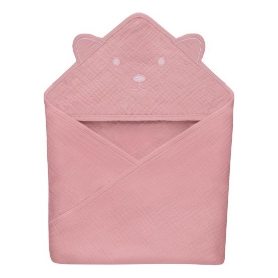 Lionelo - Baby Muslin Hooded Towel Pink Baby