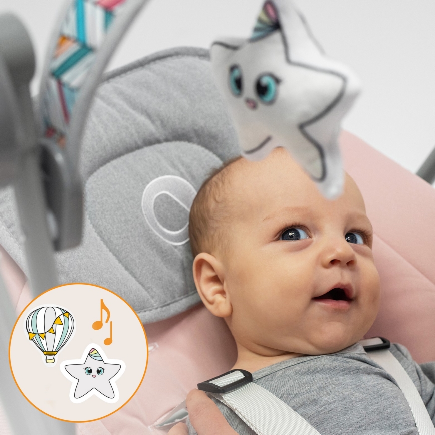 Lionelo - Baby Rocker OTTO 4xLR14 Pink Baby