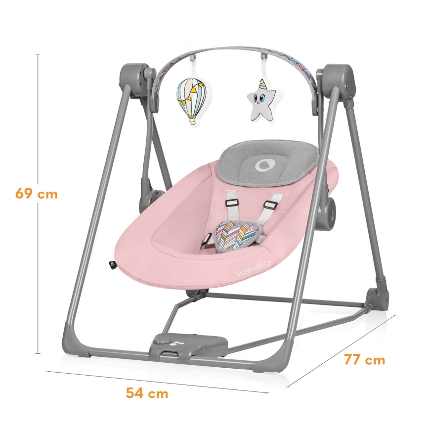 Lionelo - Baby Rocker OTTO 4xLR14 Pink Baby