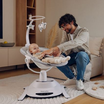 Lionelo - Baby rocker with melody BELLA Grey Concrete + remote control