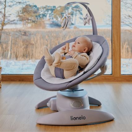Lionelo - Baby rocker with melody MELL Grey Stone 4xAA + remote control