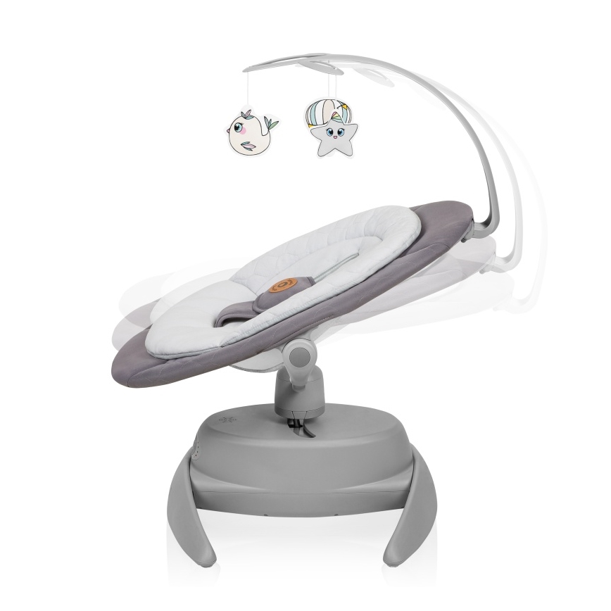 Lionelo - Baby rocker with melody MELL Grey Stone 4xAA + remote control