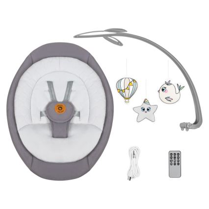 Lionelo - Baby rocker with melody MELL Grey Stone 4xAA + remote control