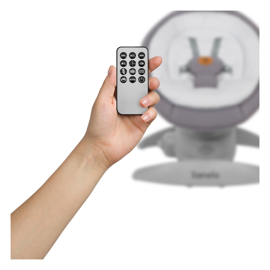 Lionelo - Baby rocker with melody MELL Grey Stone 4xAA + remote control