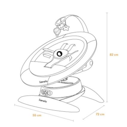 Lionelo - Baby rocker with melody MELL Grey Stone 4xAA + remote control