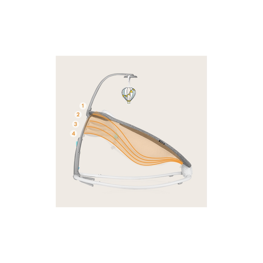 Lionelo - Baby vibrating rocker with melody PASCAL grey/turquoise