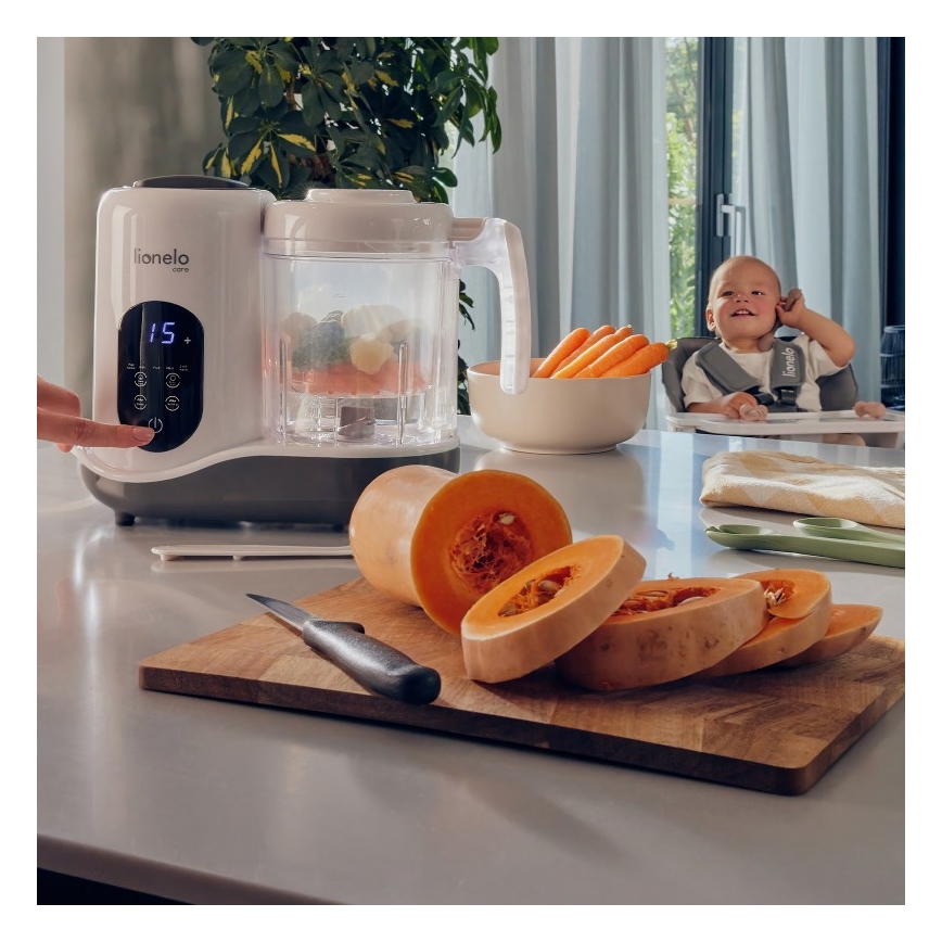 Lionelo - BABYMENU 5-in-1 Baby Food Steamer 110W/230V white/gray