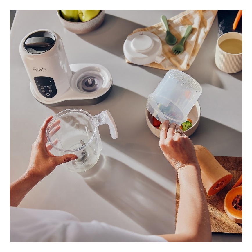 Lionelo - BABYMENU 5-in-1 Baby Food Steamer 110W/230V white/gray