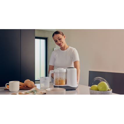 Lionelo - BABYMENU 5-in-1 Baby Food Steamer 110W/230V white/gray