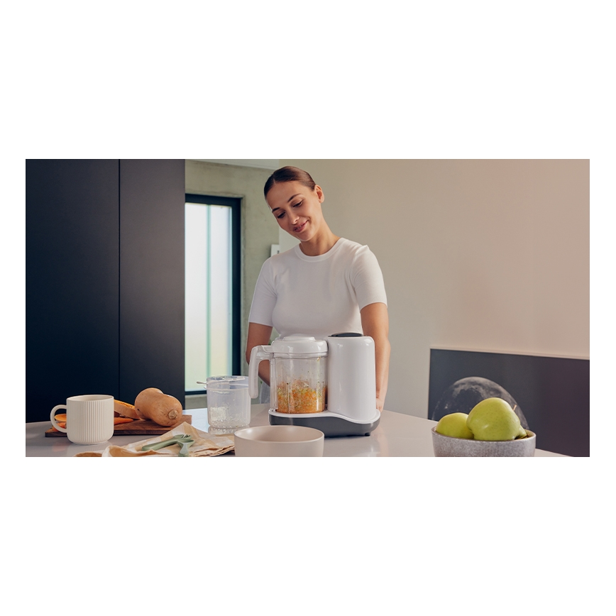 Lionelo - BABYMENU 5-in-1 Baby Food Steamer 110W/230V white/gray