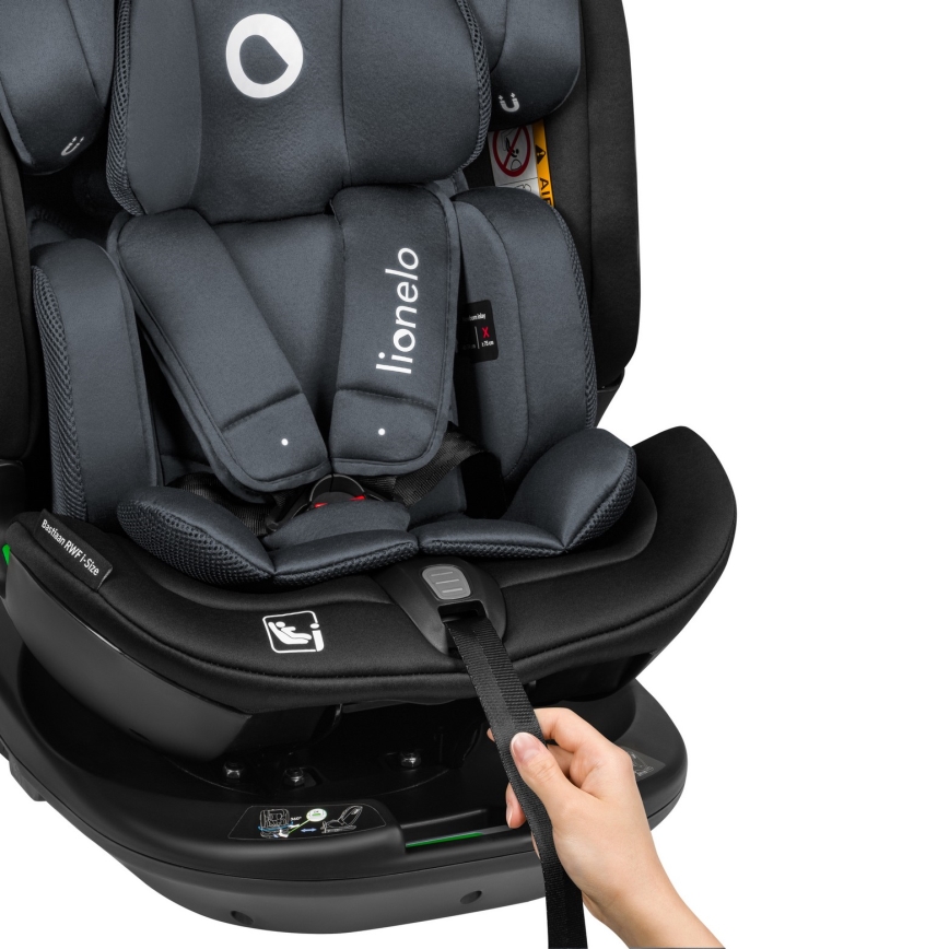 Lionelo - BASTIAAN i-Size Rotating Car Seat with Base, 40–150 cm, Grey Stone