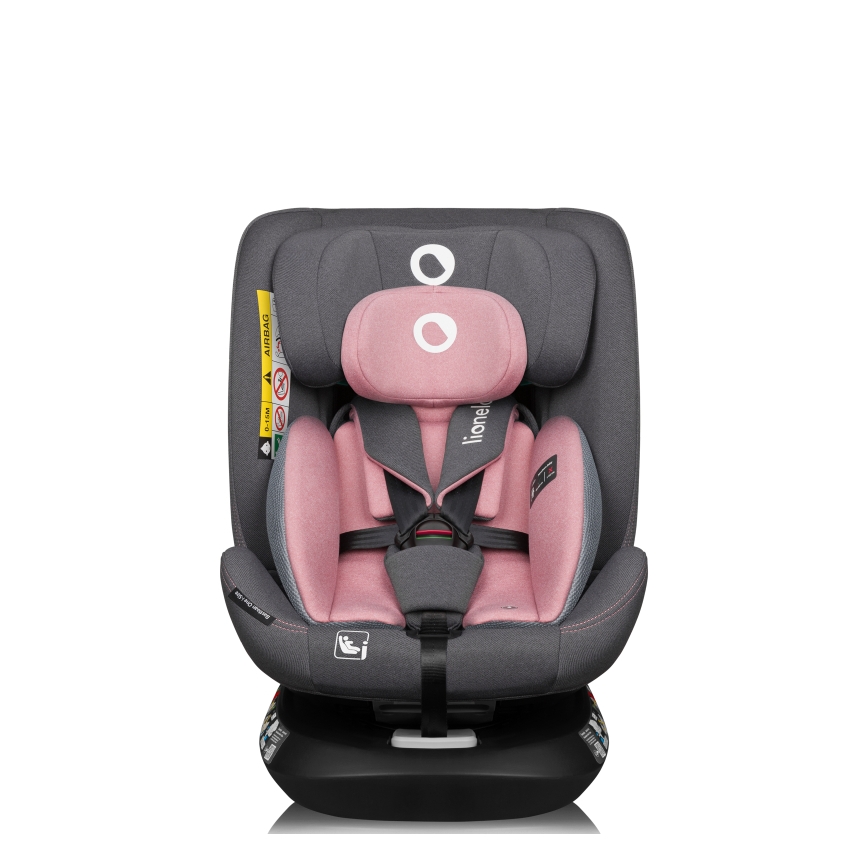 Lionelo - Swivel car seat with base BASTIAAN ONE i-Size 40-150 cm Pink Rose