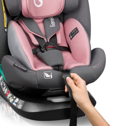 Lionelo - Swivel car seat with base BASTIAAN ONE i-Size 40-150 cm Pink Rose