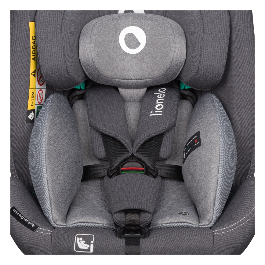 Lionelo - Car seat with rotating base BASTIAAN ONE i-Size 40-150 cm Grey Stone