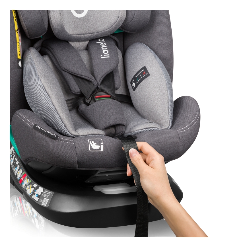 Lionelo - Car seat with rotating base BASTIAAN ONE i-Size 40-150 cm Grey Stone